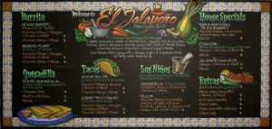 Chalk Art, El Jalapeño Grill .Chalkboard Menu Sign