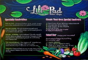 Lily Pad Restaurant Menu Chalkboard