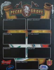 beer, texas,Pecan Grove Chalkboard Beer Sign