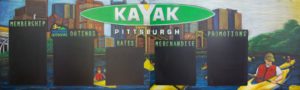 Pittsburgh City Scape Chalkboard Mural,Pittsburgh Kayak Chalkboard Menu Sign