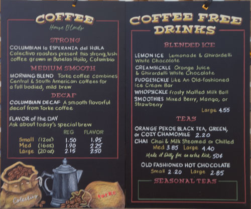 coffee shop menu chalkboard