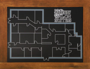 printed chalkboards, Chalkboard Floor Plan Sign, chalkboard, floor plan, chalk It Up Signs, walnut frame