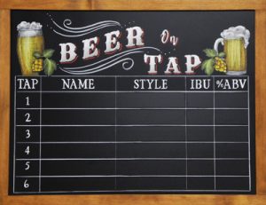 sealed chalkboard art, beer on tap,chalkboard sign