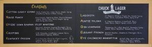 Custom Pub Menu Chalkboard, Chuck Lager, Chalkboard, custom chalkboard, custom pub menu, menu chalkboard, chalk it up signs, crus, specialty menu, bar menu, drinks menu, Delaware